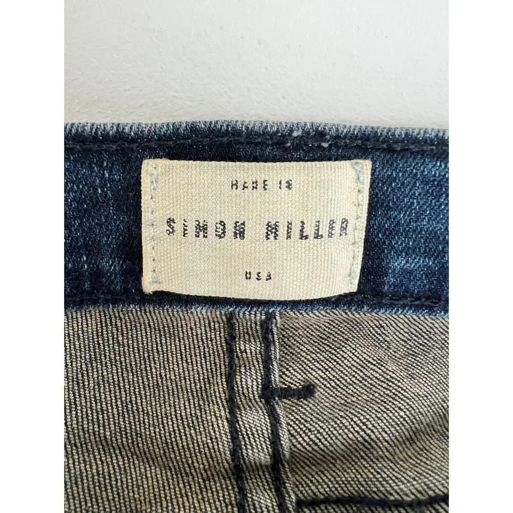 Simon Miller Blain Blue Cotton Blend Ankle Zip Women's Moto Skinny Jeans Size 30
